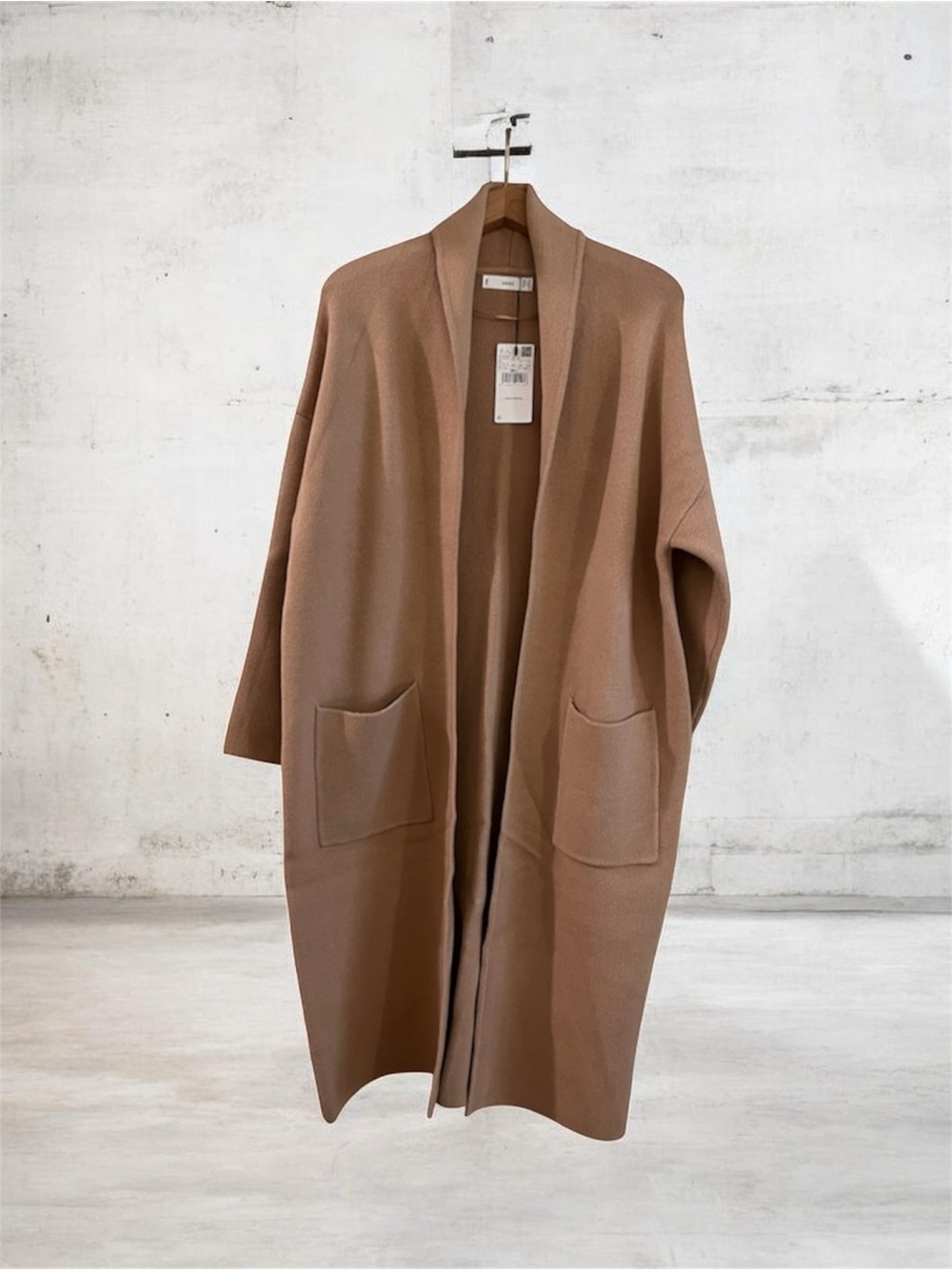 Elevated Open-Front Women’s Cardigan Sweater Coat - Brownish/Beige. Knit.